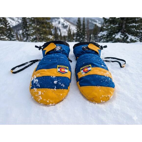 Dakine Leather Ski Snowboard Mittens Size L – Colorado Flag Edition – Blue/Gold - Picture 2 of 8